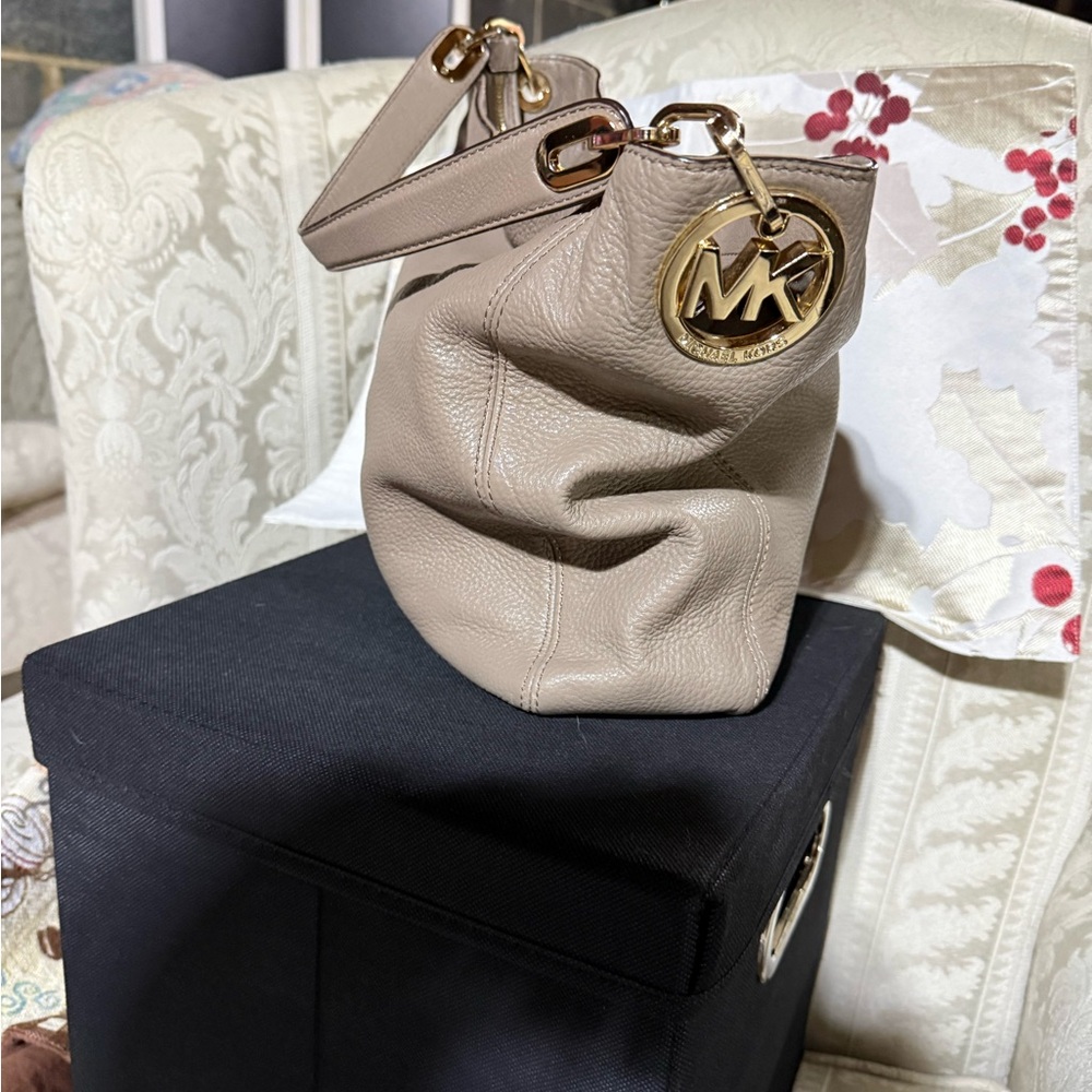 Michael Kors Taupe Leather Hobo Bag